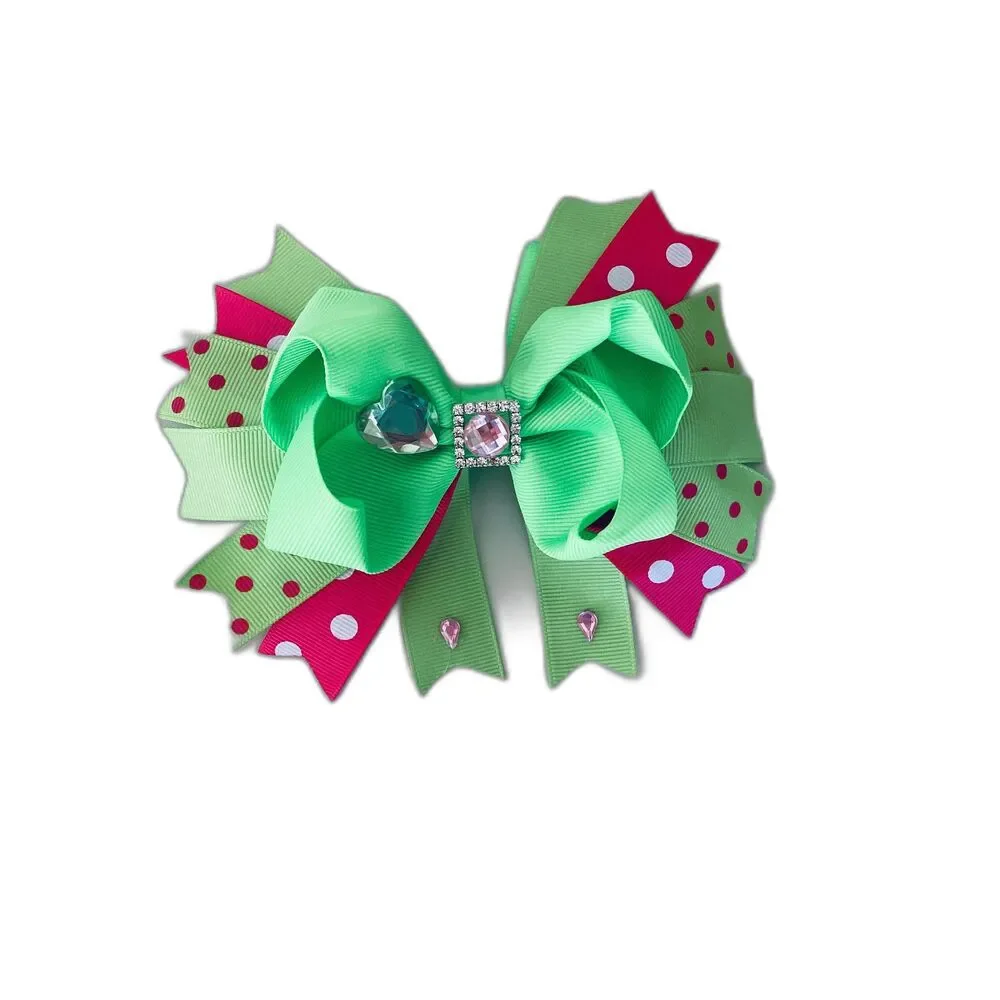 Hair Bow with Grosgrain Colored Ribbons for Girls and Baby and Toddler. NEW